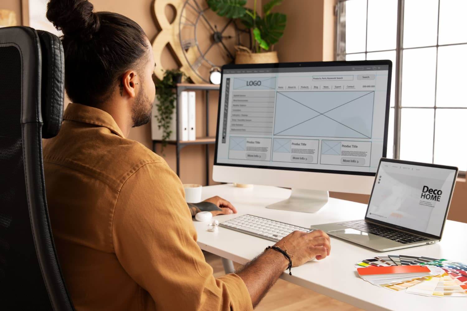 Side View Man Sitting Desk (1)